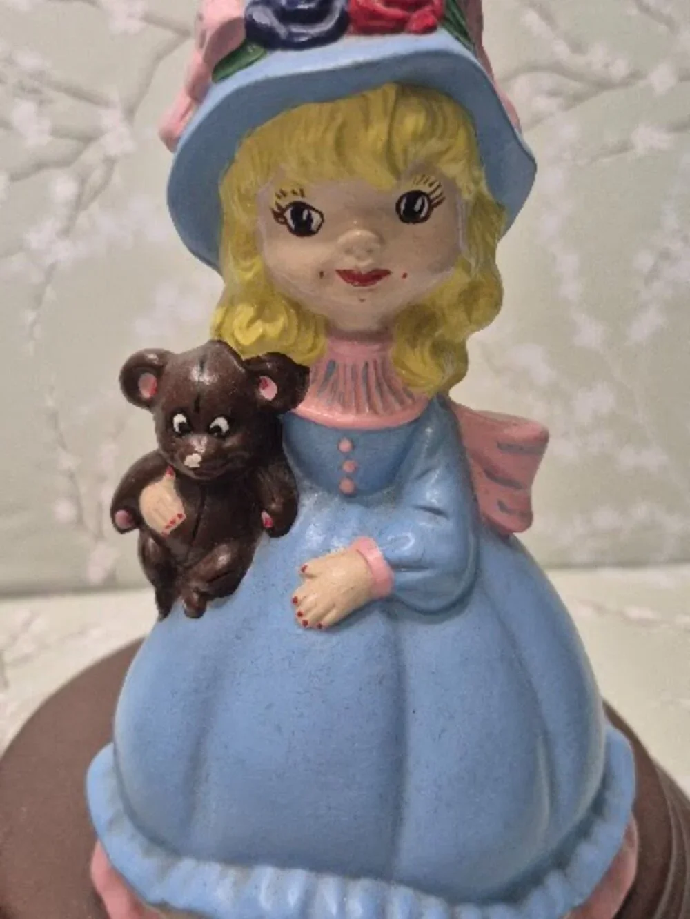 Vintage Girl With Teddy Bear Figurine